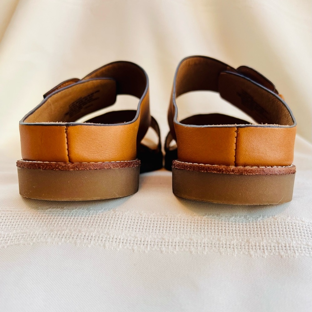 Söfft Leopard Print and Tan Leather Slide Sandals - Picture 8 of 14